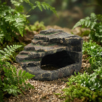 Realistic Rock Aquarium Cave and Turtle Basking Perch, Resin Hollow Hideout House for Turtles, Textured Climbing Surface and Hiding Cave