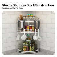 3-Tier Corner Shelf Multi-Functional Tiered Corner Holder Space-Saving Design Kitchen Rack for Home Cooks, Homeowners, Countertop, Cabinet, Washroom