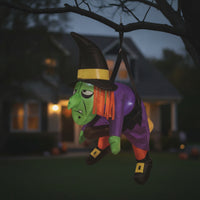 Outdoor Inflatable Witch Halloween Hanging Witch Spooky Decoration Oversized for Yard, Window, Porch