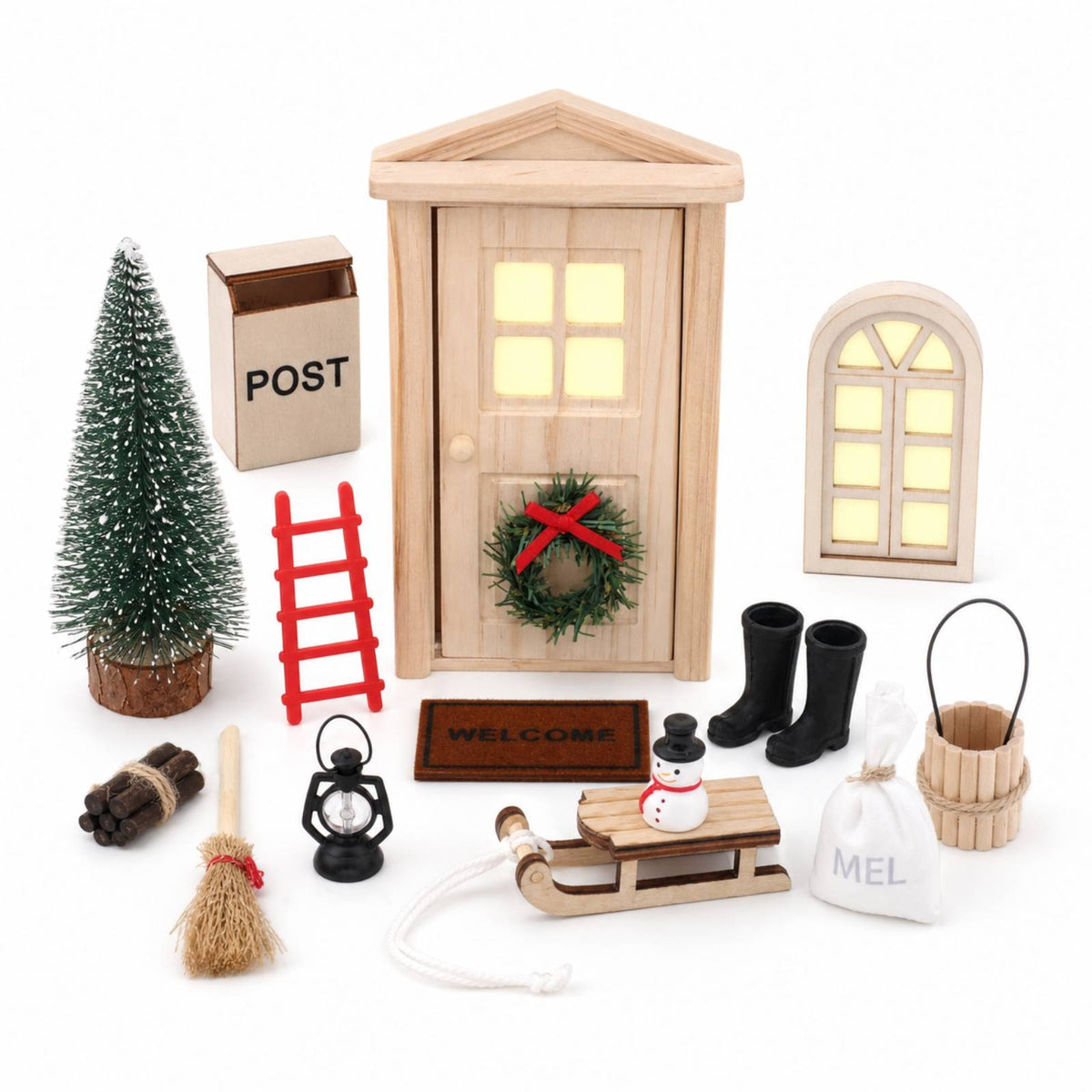 Diy Christmas House Kit Festive Miniature Scene Kit with Snowman Artisanal Miniatures Delicate for Shelf Decor