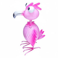 Lifelike Details Metal Flamingo Statue Handmade Look Metal Bird Garden Ornament Bright Colors for Yard, Patio