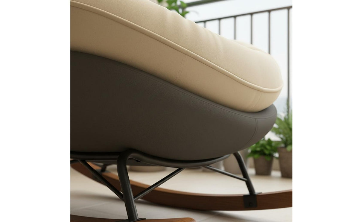 Thick Padded Cushion Single Person Recliner Rocker Adjustable Recline Modern Lazy Sofa Rocker Ergonomic Support Cushioned Rocking Chair Enveloping Design for Balcony, Bedroom