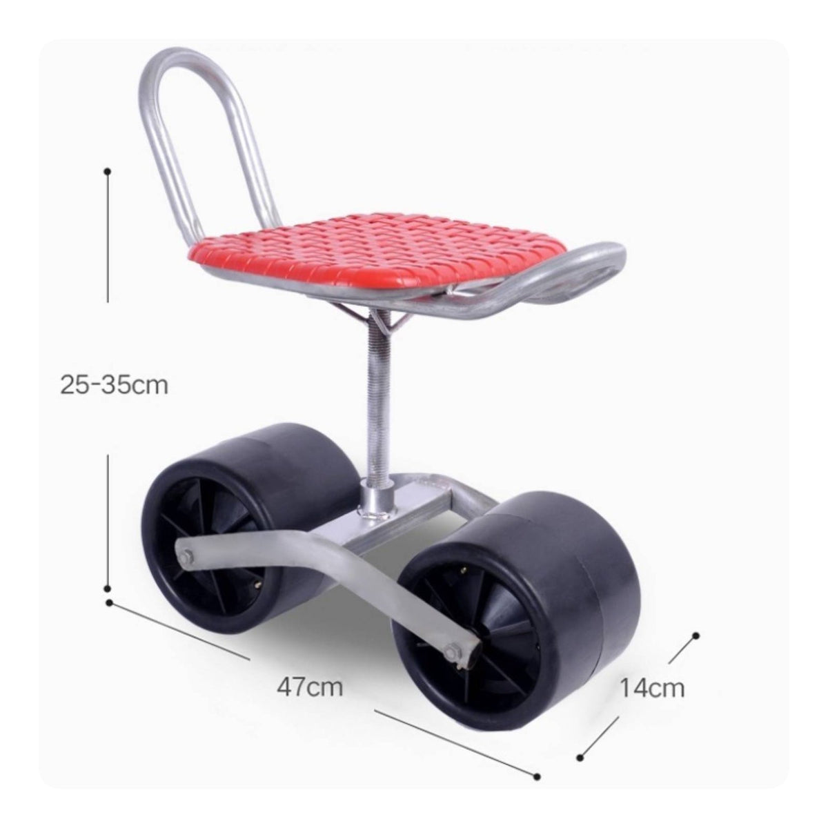 360 Swivel Garden Cart Stool Heavy Duty Rolling Garden Stool All-Terrain Wheels