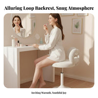 Adjustable Height Round plush rotate Stool Modern Design Vanity Chair Upholstered Seat Indoor Seating Sturdy Construction for Women, Makeup lovers, Adults, Bedroom, changing area, Closet