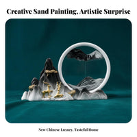 New Chinese Design Moving Sand Art Picture Creative Gift Dynamic Sand Picture 360° Rotatable for Adults, Students, Living Room, Home
