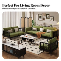 3-Seater olive Settee French Retro design 3-Person Couch sturdy Wood Frame Sofa for Interior Decorators, Homeowners, Lounge Area, Apartment, Bedroom
