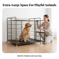 Space Saving Folding Pet Crate Easy to Clean Heavy Duty Dog Crate Secure Lock Indoor Dog House Rotating Feeder for Medium Dogs