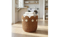 Handwoven Wicker Basket Handmade Decorative Storage Basket Multi-Use Woven Tote Bin for Playroom