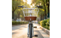 Woven Wire Basket with Rattan Base Sturdy Bike Basket with Mounting Bracket Portable Adjustable for Grocery Runs