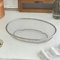 Fruit Basket Stainless Steel Wire Mesh Basket Oval for Home Organizers