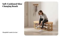 Light Luxury Aesthetic Upholstered Entryway Stool Padded Seat Upholstered Shoe Rack Bench Multi-Functional Storage Furniture Strong Load-Bearing for Homeowners, Apartment Dwellers, Fitting Room, Hallway, Bedroom, Reception Area