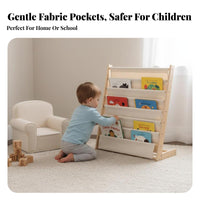 Kids book display and Bin Organizer Anti-Tipping Design fabric book display with Bins