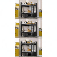 Heavy Duty Steel Bunk Bed Space Saving Bunk Bed with Cabinet Secure Furniture Surrounded for Shared Bedroom, Studio Apartment