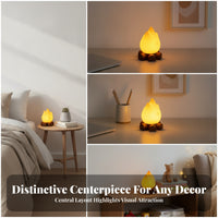 Touch Control Campfire Night Light Decorative Flame-Shaped Lamp Portable Log Base Lamp Cordless for Bedside