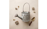 Distressed Green Watering Can Planter Matte Finish Vintage Metal Planter Frosted Look Vintage Watering Can Embossed Lettering