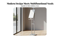 Adjustable Poster Stand Stable Double Pole Display Stand Metal Construction Floor Sign Holder for Commerce Show, Shopping Mall, Restaurant