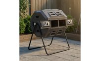 160 L twoChamber Compost Tumbler Ventilated Dual Chamber Compost Tumbler Temperature Gauge Tumbling Composter