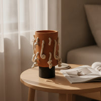 Vase with Rope Home Decor Cylindrical Vase Matte Flower Arrangement Container for Entryway