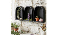 3 Pieces Minimalist Black Wooden Wall Shelf Decorative Arched Wall Shelf Boho Aesthetic Home Decor Space Saving for Living Room, Bedroom
