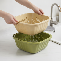 Multifunctional Plastic Fruit Basket and Drainer Set for Kitchen and Dining