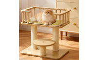 Sisal Wrapped Feline Climbing Frame Woven Mat Surface Multi Level Feline Tree Elevated Platform Guard Rails