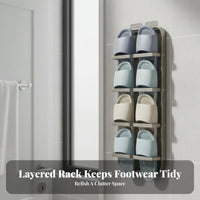Drilleffortless Installation Wall-Mounted Slipper Holder Draining Design Footwear Holder Multi-Tier Shoe Rack Space-Saving for Homeowners, Families, Bathroom, Behind the Door, Entryway, Dorm Room