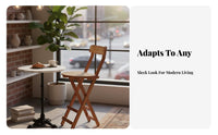 Foldable Folding Stool with Woven rearrest French & design Folding Counter Stool with rearrest Southeast Asian influenced Tall Chair Space-Saving for Cafe Owners, Restaurant Managers, Dessert Shop, Kitchen Island, events, Balcony