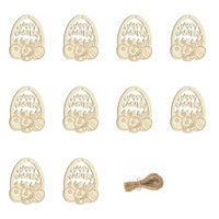 Wooden Easter Bunny Decorations, DIY Blank Bunny Wood Slices, Hanging Party Decor, Holiday Gift, 3mm Thick, with Rope