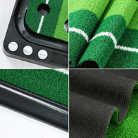 Compact Golf Putting Mat with Return Track Portable Putting Mat with Ball Return Wrinkle-Wrinkle-Resistant Professional Length for Families, Golfers