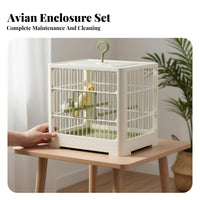 Villa Design House-Shaped Aviary Spacious Interior avian enclosure Convenient Feeding Door Parrot Enclosure Easy to Clean for Indoors, Living Room, Balcony, Patio
