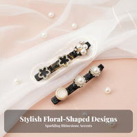Duckbill Braid Fastener Secure Grip Crystal Duckbill Fastener Crystal St Single Barrette Easy to Use Shimmering Botanical