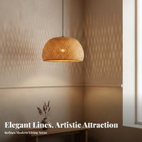 Handmade Bamboo Hanging Light Vintage Inspired Bamboo Hanging Light Easy Installation Woven Rattan Lamp Adjustable Height for Restaurant Owners, Interior Designers, DIY Enthusiasts, Teahouse, Dining Room, Bedroom, Kitchen Island