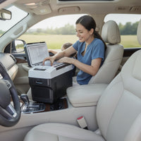 Dual-SystemCore Car Refrigerator 12V Portable Cooler Compact Refrigerator with Digital Control 24V for Campers, Travelers, Commuters, Camping, Road Trips, Rv