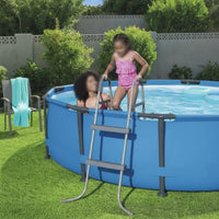 Above Ground Pool Ladder Gray Pool Ladder with Steel Frame Stable for Backyard
