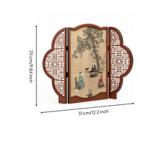 Traditional Chinese Desktop Decorative Screen Asian-Inspired Tabletop Folding Screen Oriental Panel Divider Miniature for Home Decorators, Collectors, Entryway, Bookshelf