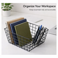 Bathroom Storage Baskets with Handle for Under Sink Organization, Metal Wire Rack for Kitchen and Cabinets, Iron