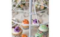 Powder-Coated 12-Cup Cake Stand Iron White Cupcake Stand Openwork Tableware Curled Feet