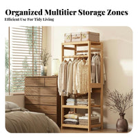 unrestrictedstanding Clothes Rail with footwear storage shelf Multi-Functional Clothing Rack Space-Saving Garment Stand Side pegs for Students, Renters, Homeowners, Bedroom, Living Room, Entryway