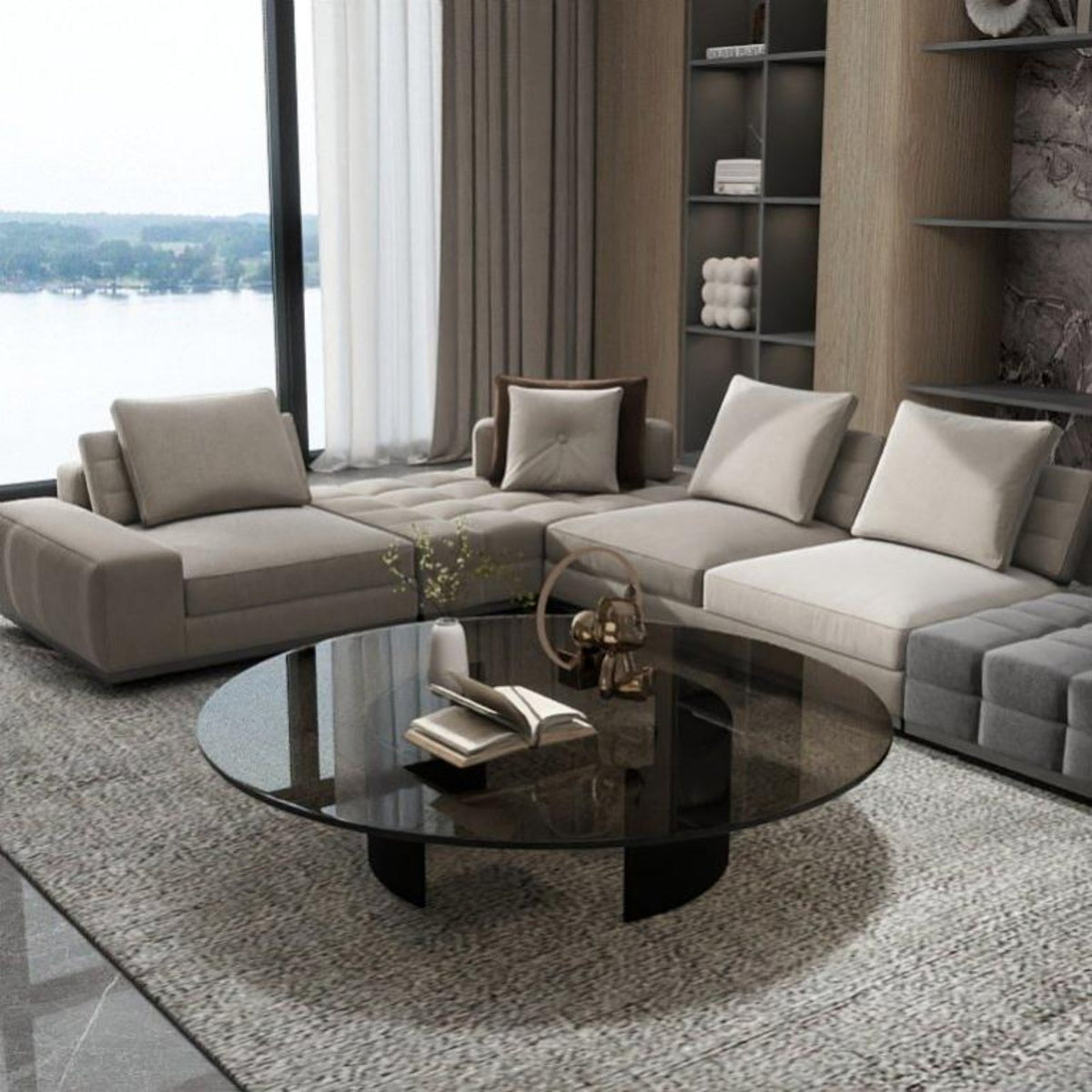 Modern design 2-Tier circular table Minimalist Aesthetic Living Room Furniture Italian Inspired Easy to Clean for Interior Designers, Homeowners, Office Managers, Lounge, Reception Area