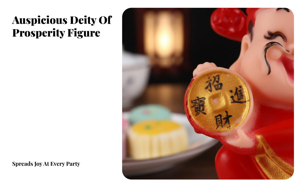 Prosperity Deity Figurine Soft Vinyl Material Cai Shen Figurine Feng Shui Prosperity Deity Statue for Dessert Makers, Business Owners, Home Decor