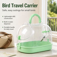 Budgie Travel Cage, Portable Budgie Cage with Handle & Shoulder Strap, 28x22x25cm Polymer Pet Carrier for Small Birds