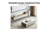 Retractable Media Stand with Coffee Table Extendable Design for Home, Homeowners