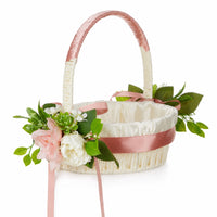 Flower Girl Basket Satin-Lined Basket with Handle Elegant for Weddings