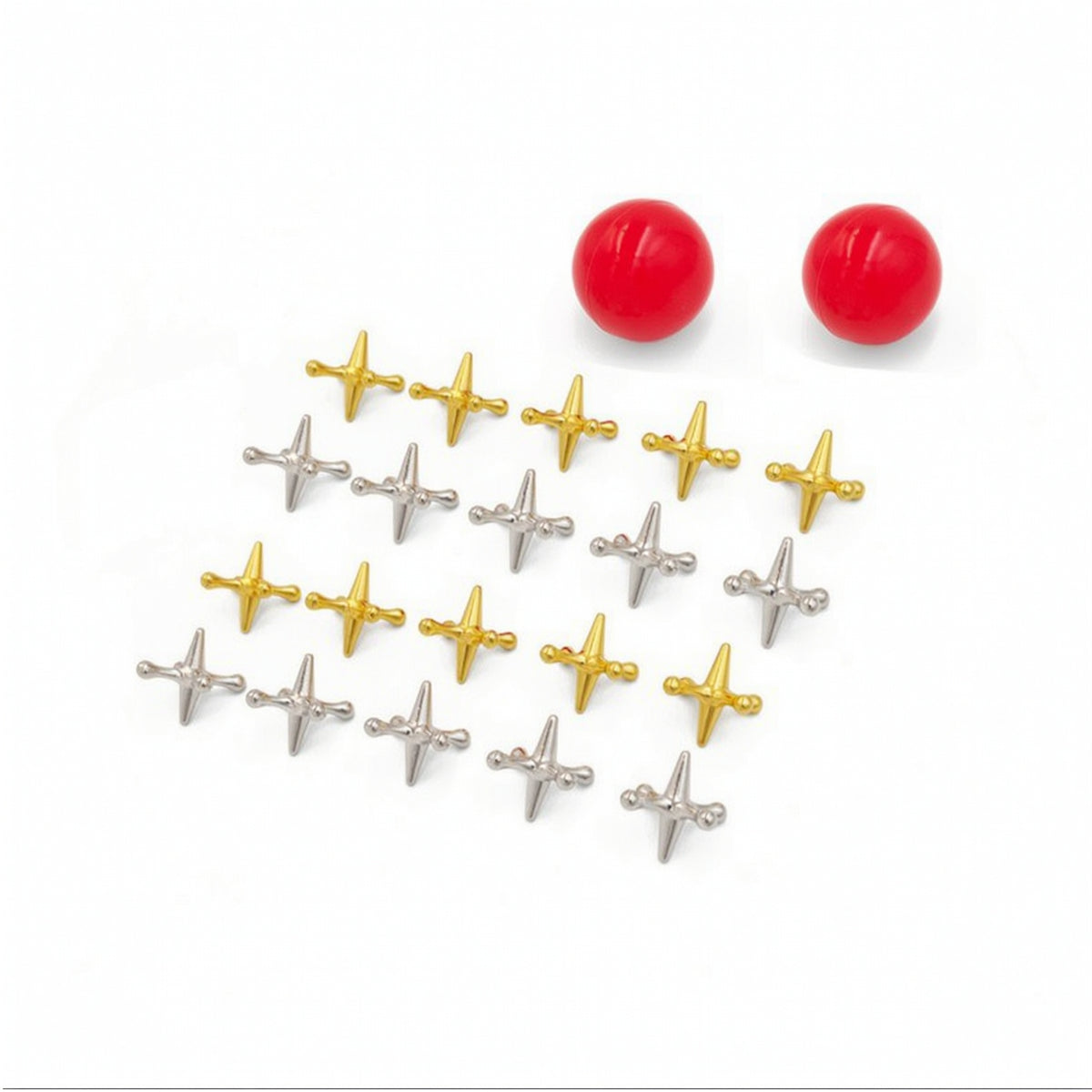 Classic Metal Jacks Game Portable Jacks with Balls Timeless Jackstones Game Tabletop for Children