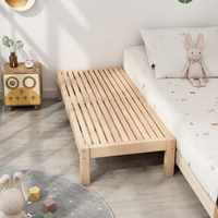 Bed Extension, Solid Beech Wood, Height-Adjustable Extension for Beds with Flat Base, For More Sleeping Space in Family Beds
