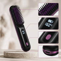 Cordless Hair Straightener Brush Portable Hair Straightener Brush for Mobile Users, Travel, on the Go