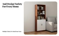 Floor-Standing Narrow Cabinet Shelf Multi-Layer Design Narrow Shelving Cabinet with Doors Space-Saving Bookcase Freestanding for Children, Apartment Dwellers, Homeowners, Small Areas, Living Room, Bedroom