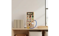 Natural Wood Construction LED Light Switch Busy Board Hand-Eye Coordination Toddler Activity Board with Switches Child-Safe Design LED Light Switch Toy Color Recognition for Toddlers, Preschoolers, Travel, Car Rides