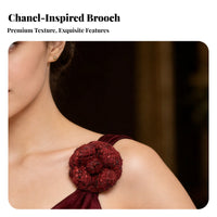 Tweed Camellia Brooch Classic Design Camellia Flower Lapel Pin Elegant Handmade Tweed Flower for Bridesmaids, Parents, Formal Events, Parties, Gifting