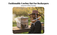 Beekeeping Hat Breathable Cowboy Design Bee Hat Beekeeper Face Protector Wide Brim Head Net Cap Foldable & Packable